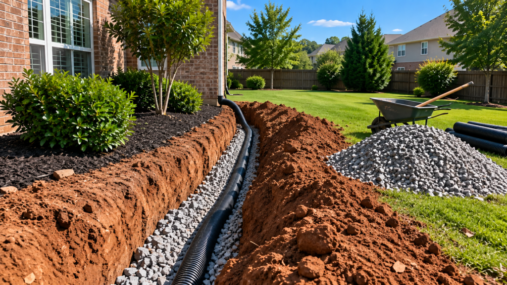 French drain installation cost for a Rock Hill SC yard drainage project
