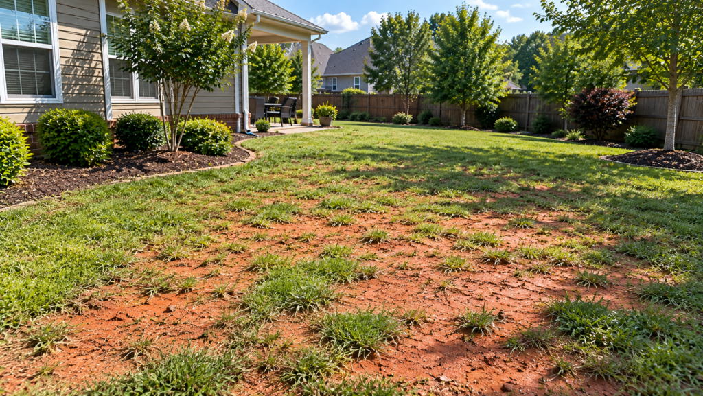 Clay soil yard drainage problem at a Rock Hill SC home