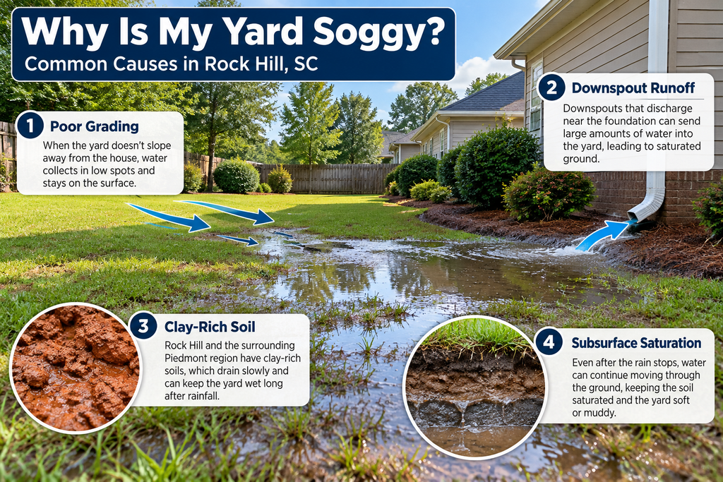 How to fix a soggy yard in Rock Hill SC